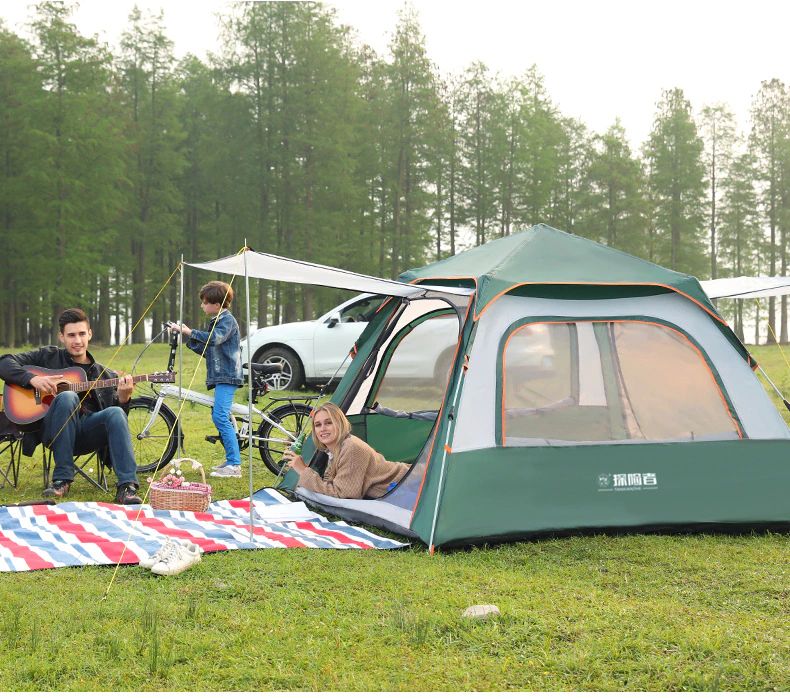Cheap Goat Tents Explorer Family Outdoor Beach Sunscreen Camping Fishing Tent Full Automatic Quick Opening Thickened 5 8 Person Hiking Tent   